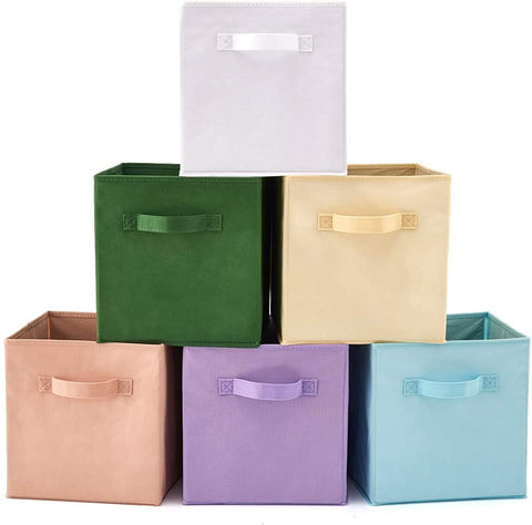 6x Foldable Fabric Basket Bin, Collapsible Storage Cube For Nursery, Office, Cube Organizers (Colors