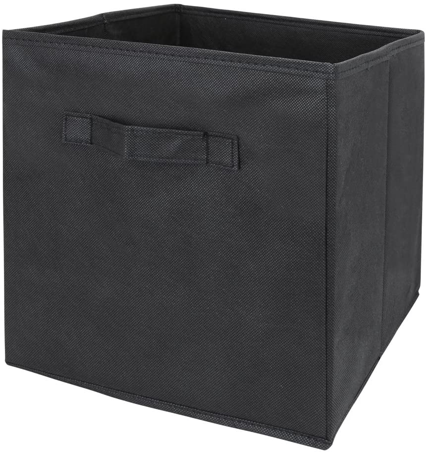 6x Foldable Fabric Basket Bin Storage Cube For Nursery, Office And Home Decor (Black