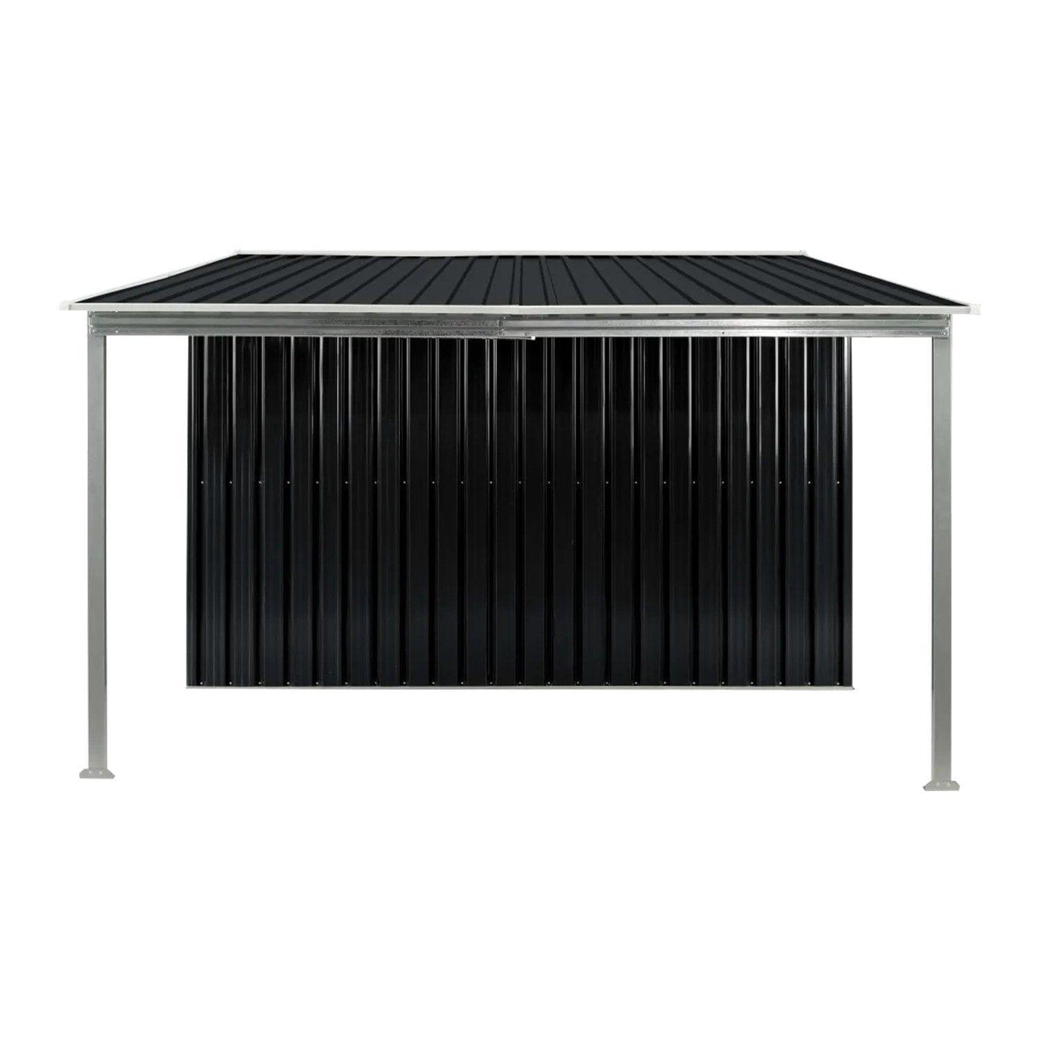 6x8ft Zinc Steel Garden Shed with Open Storage - Black