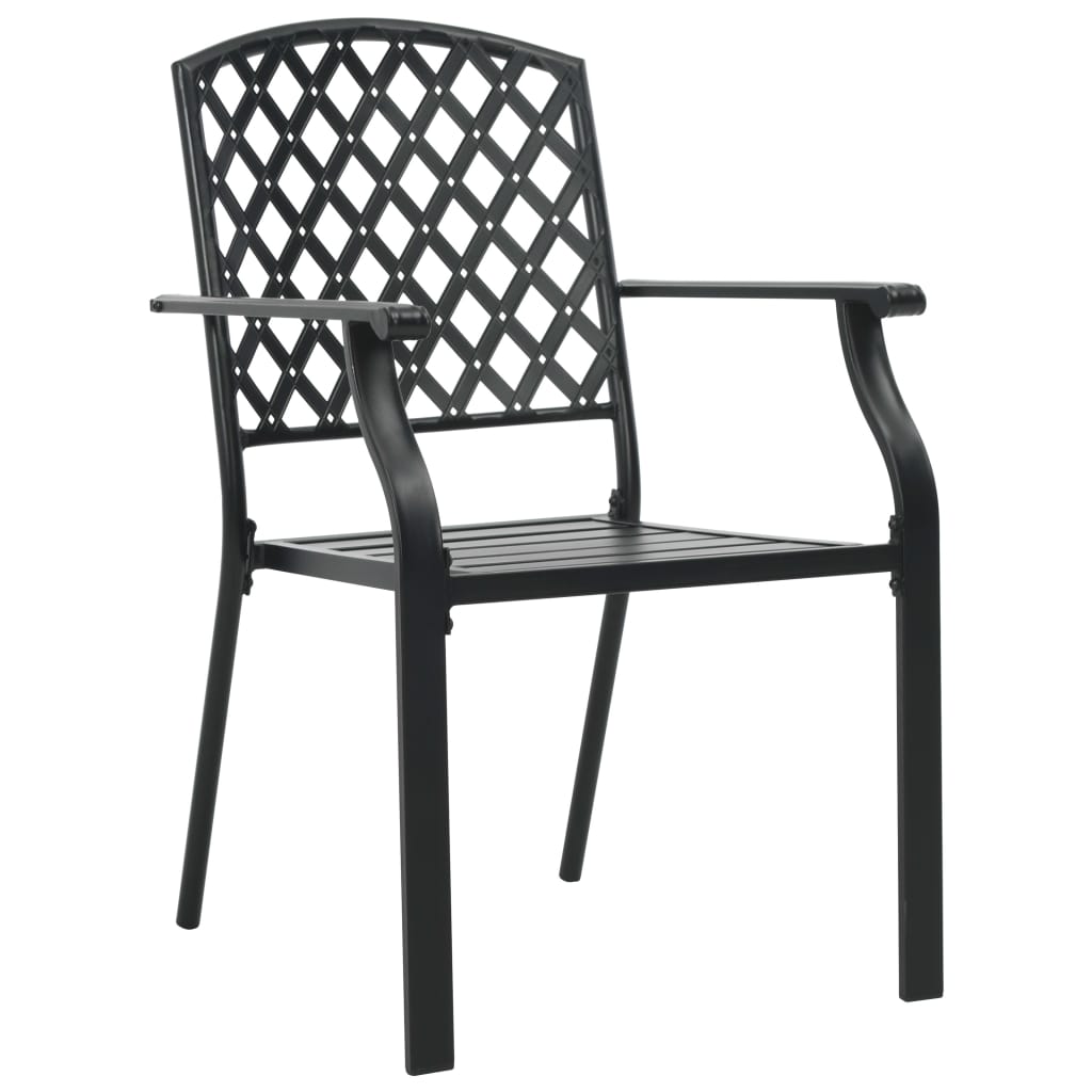 7 Piece Outdoor Dining Set Steel Black