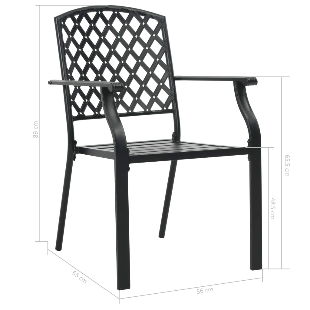 7 Piece Outdoor Dining Set Steel Black