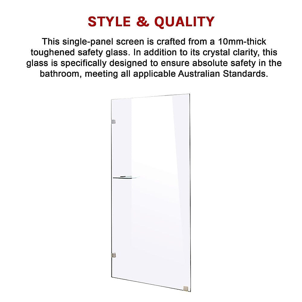 700 x 2000mm Frameless 10mm Safety Glass Shower Screen Chrome/Black