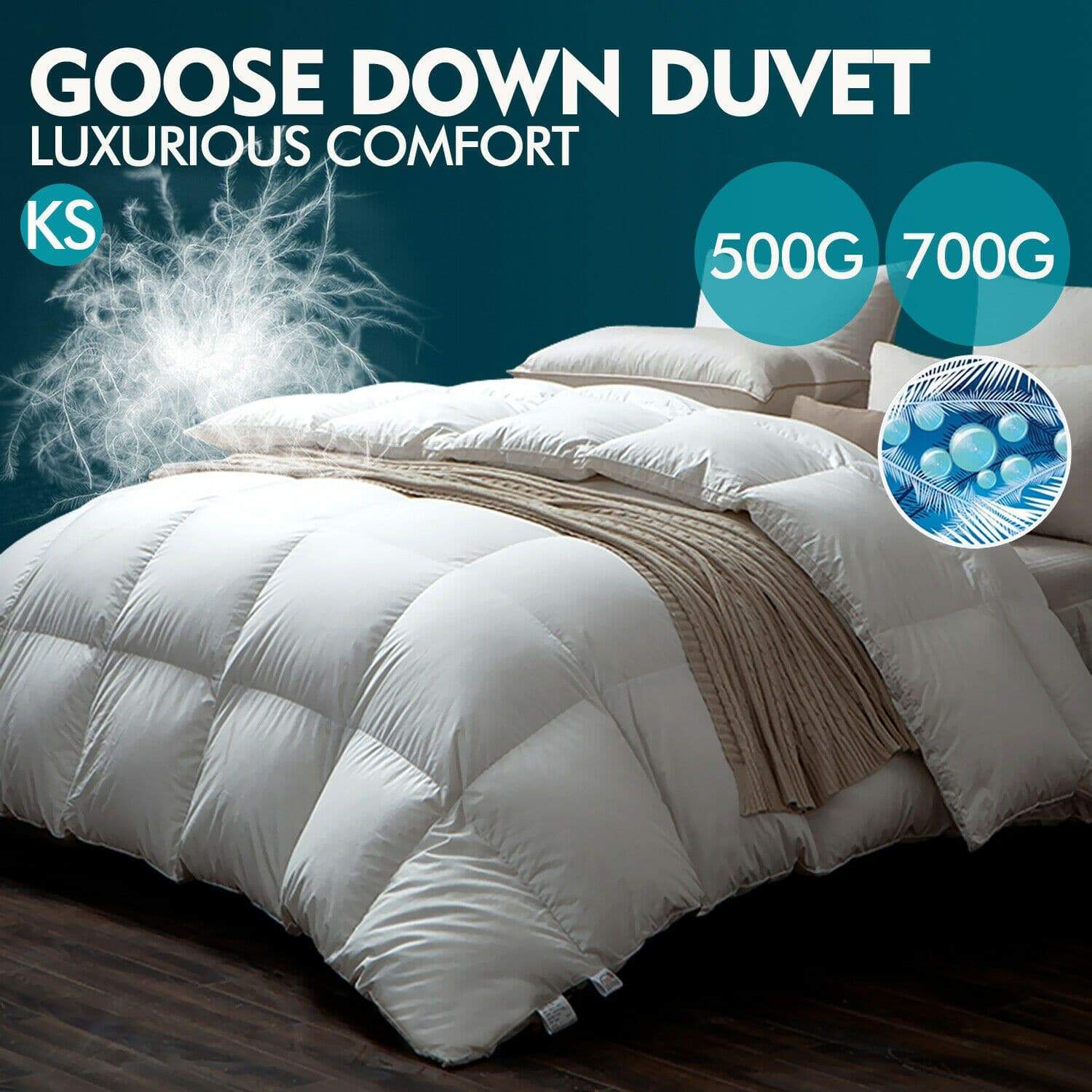 bedding 700GSM All Season Goose Down Feather Filling Duvet in King Single Size