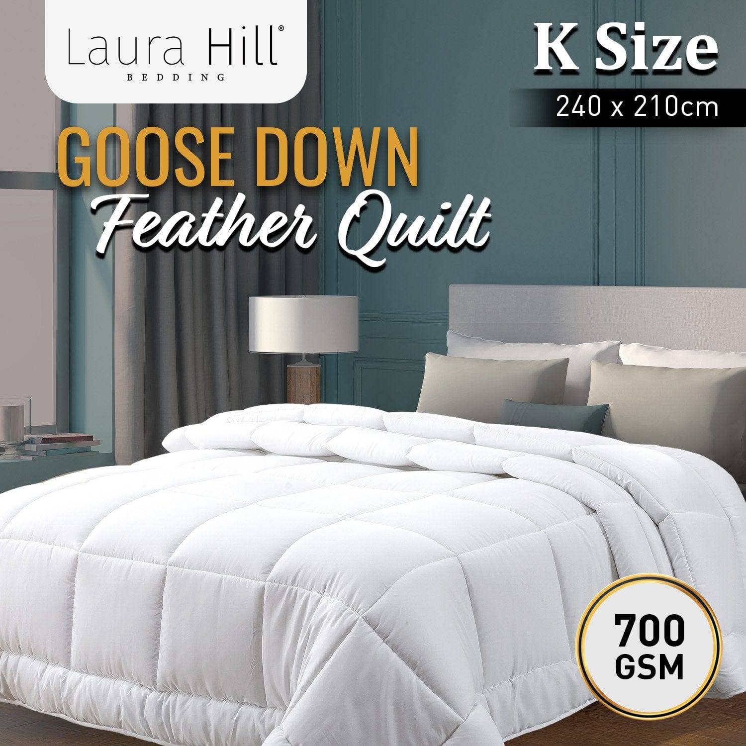 700GSM Goose Down Feather Comforter Doona - Queen/King/Super King
