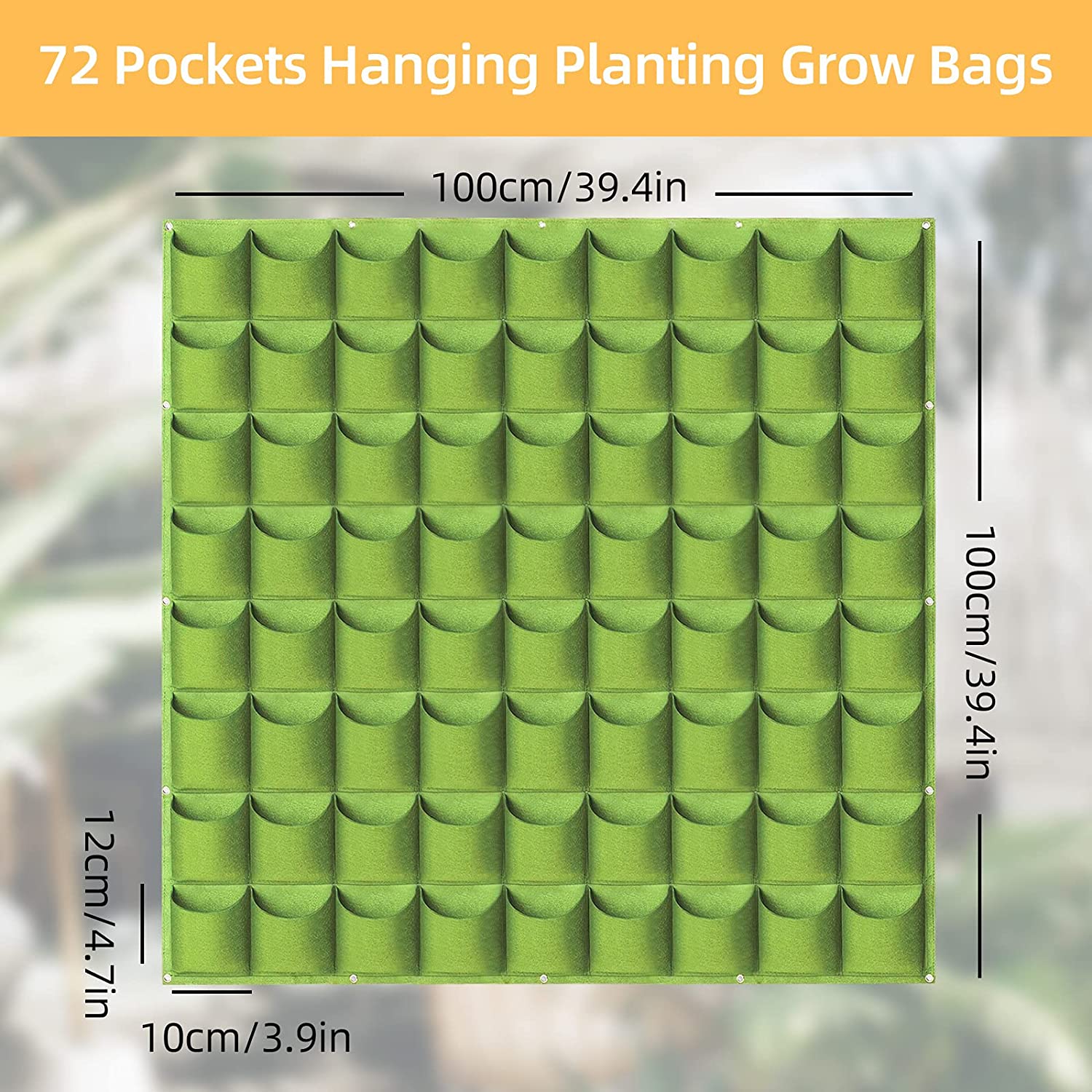 72 Pockets Wall Hanging Planter Grow Bag Vertical Garden Flower Green