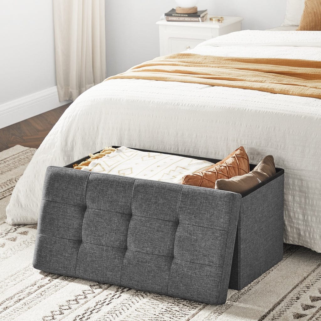 76cm Folding Storage Ottoman Bench Footrest