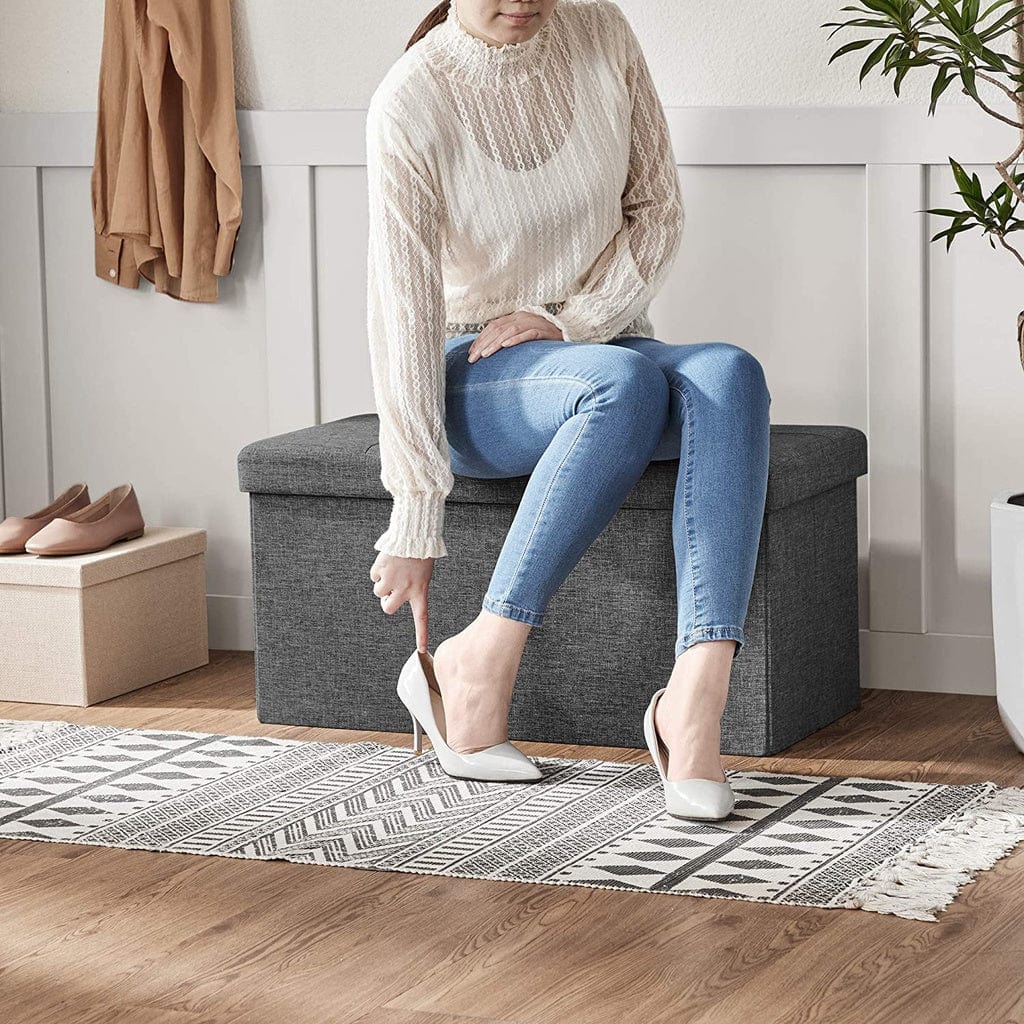 76cm Folding Storage Ottoman Bench Footrest