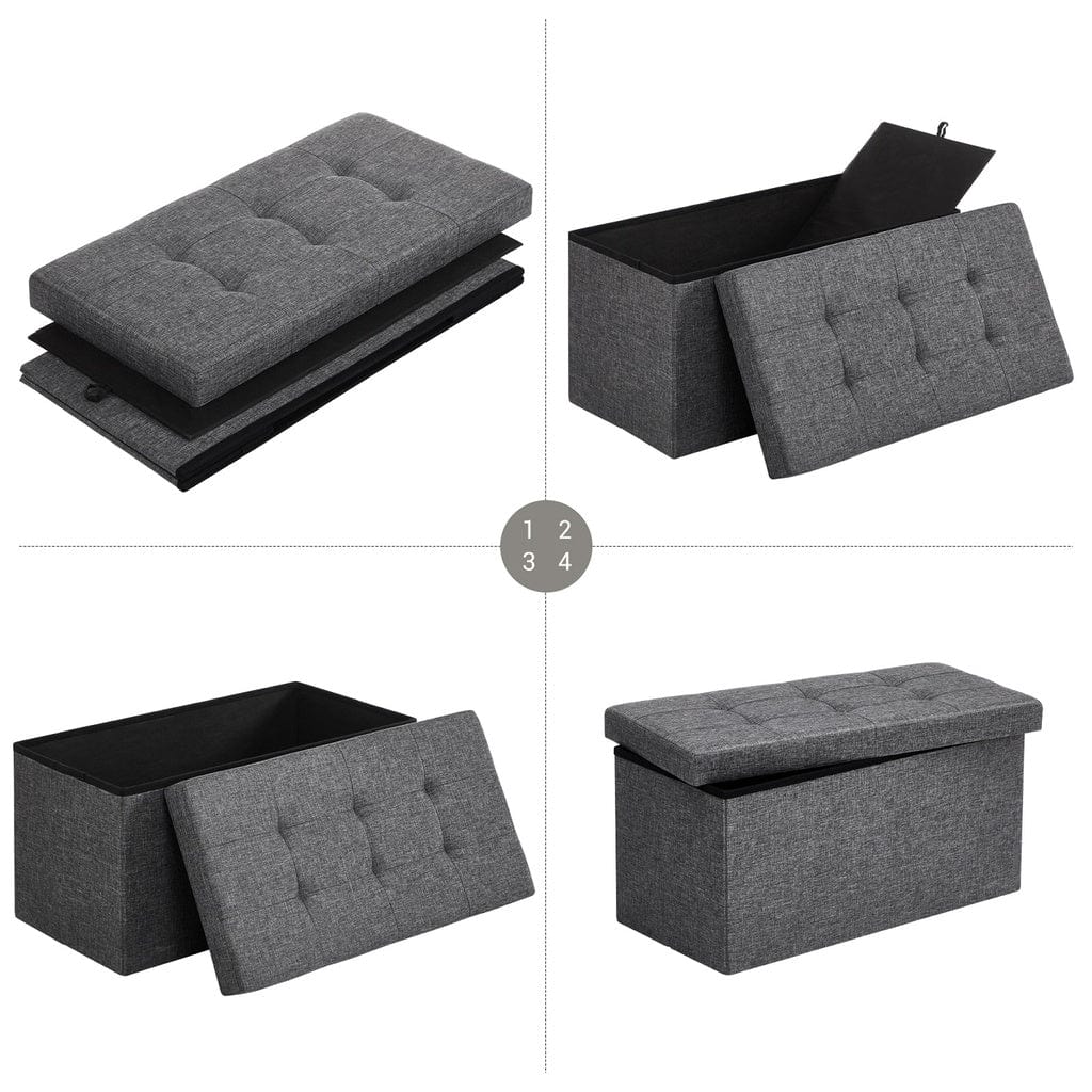 76cm Folding Storage Ottoman Bench Footrest