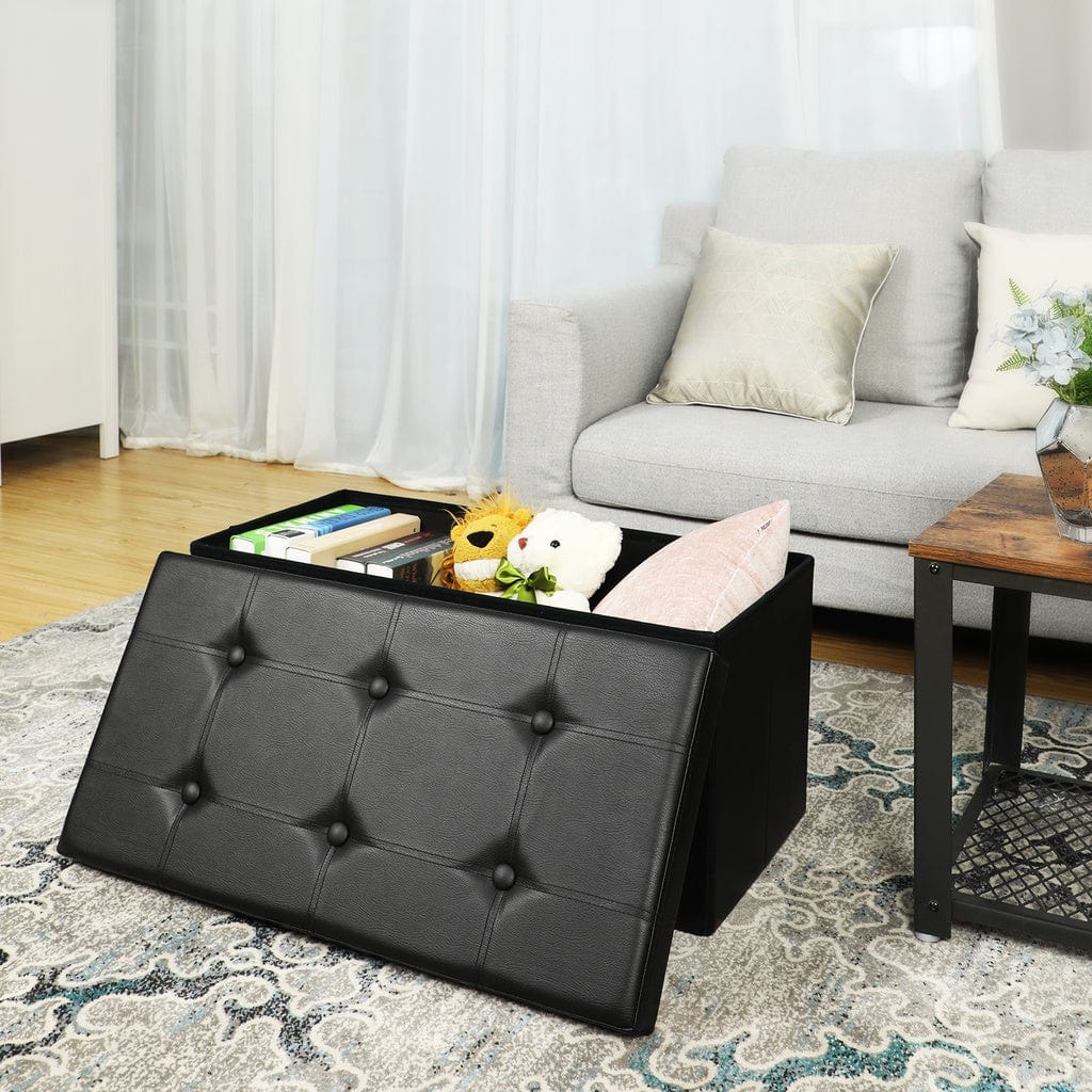 76cm Folding Storage Ottoman Bench Footrest