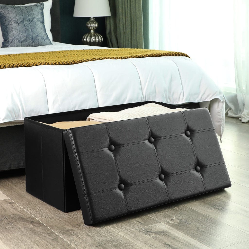 76cm Folding Storage Ottoman Bench Footrest