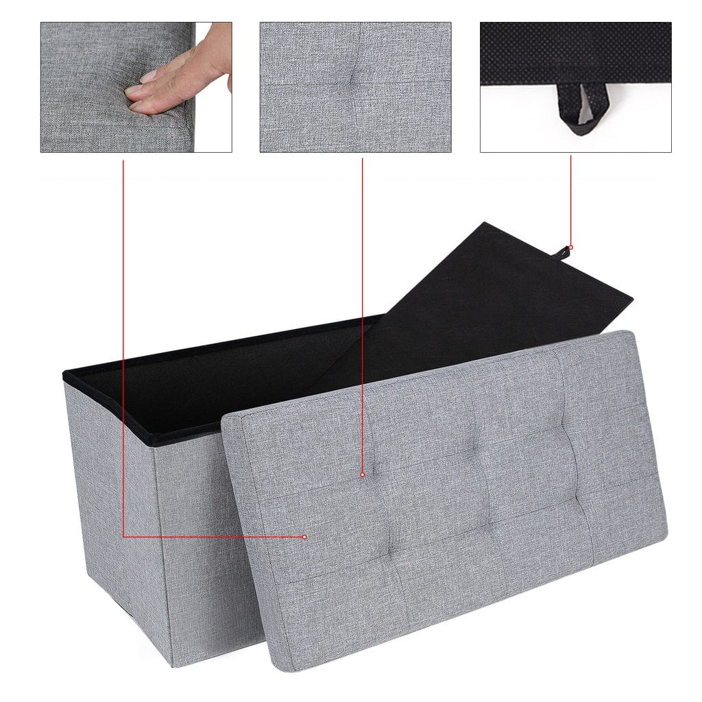 76cm Folding Storage Ottoman Bench Footrest