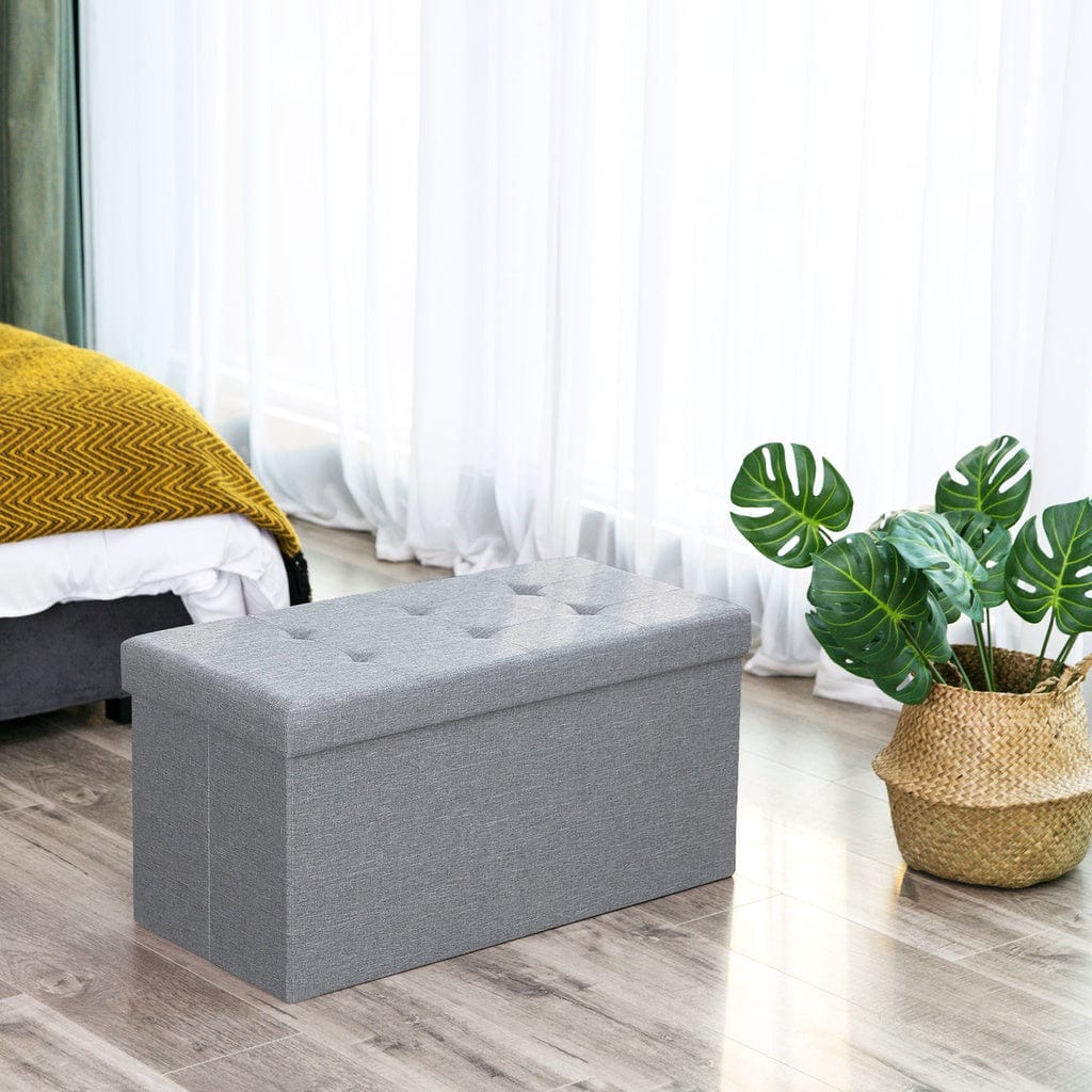 76cm Folding Storage Ottoman Bench Footrest