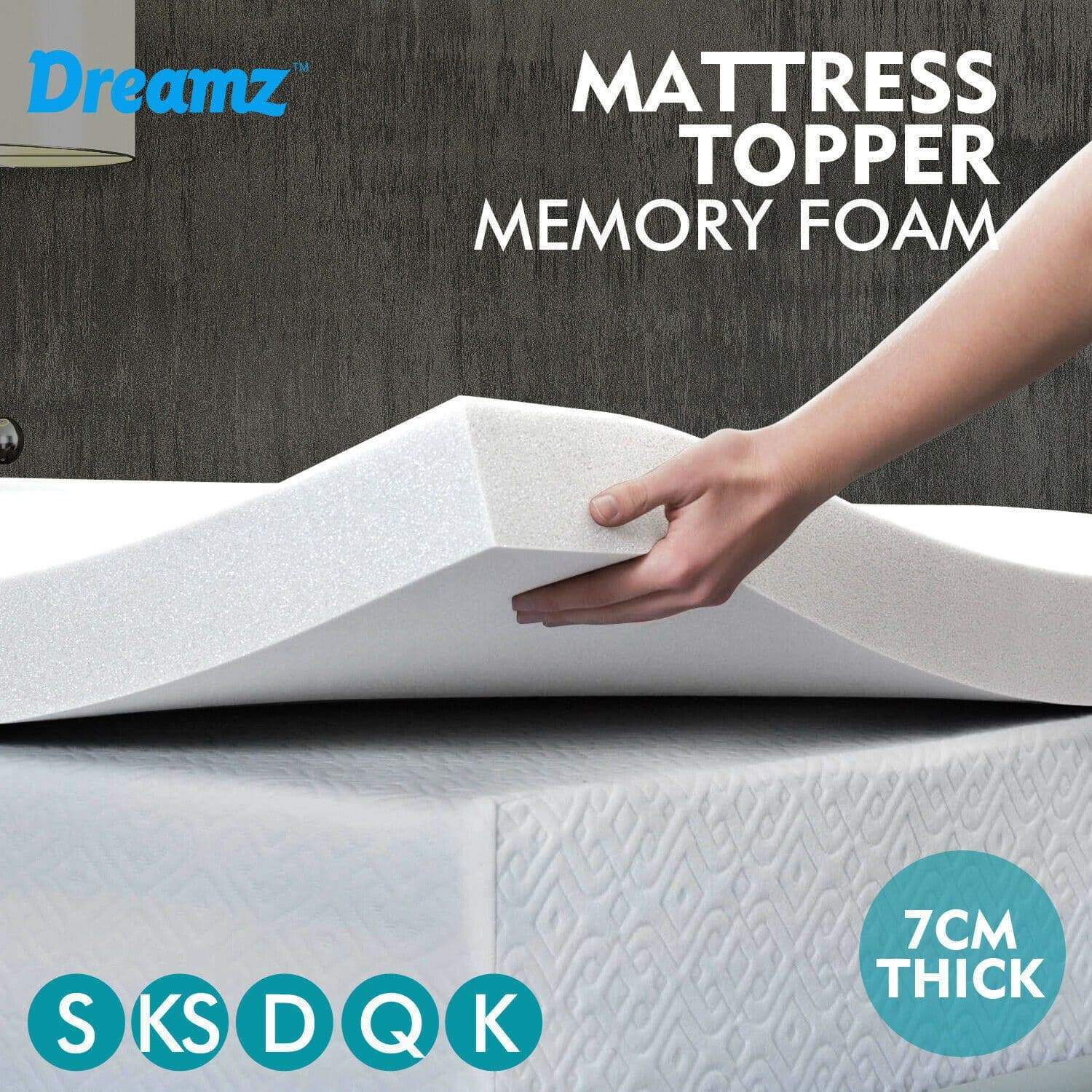 bedding 7Cm Foam Bed Mattress Topper Polyester Cover King