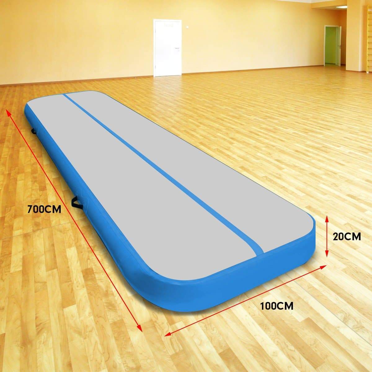 7m Airtrack Tumbling Mat Gymnastics Exercise 20cm Air Track Grey Blue