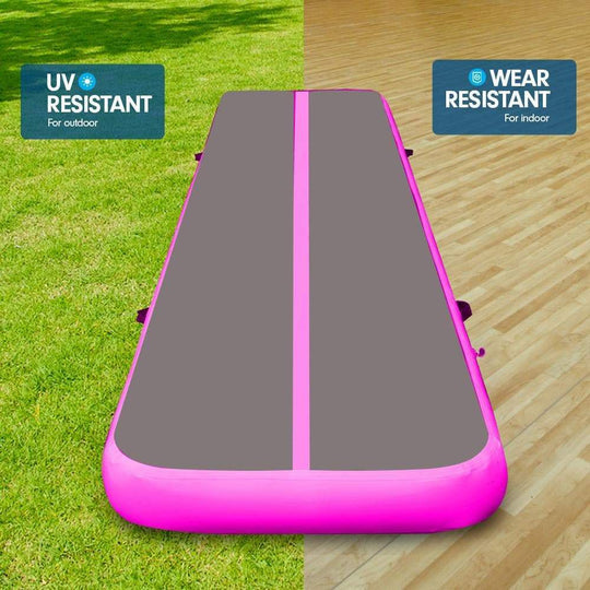7m Airtrack Tumbling Mat Gymnastics Exercise 20cm Air Track Grey Pink | 20Cm
