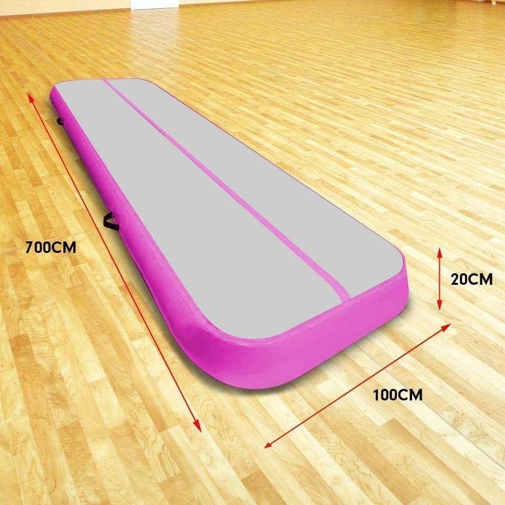 7m Airtrack Tumbling Mat Gymnastics Exercise 20cm Air Track Grey Pink