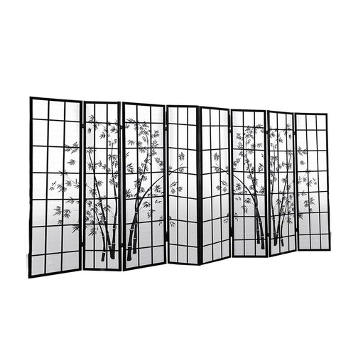 8 Panel Free Standing Foldable  Room Divider Privacy Screen Bamboo Print
