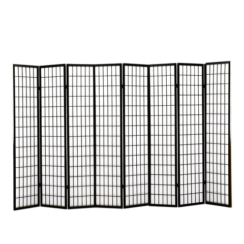 living room 8 Panel Free Standing Foldable  Room Divider Privacy Screen Black Frame