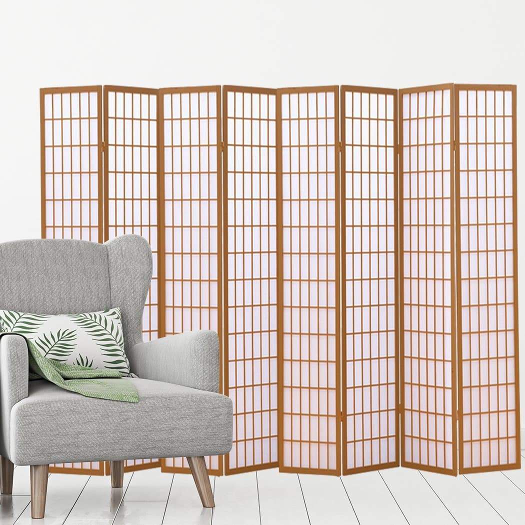 living room 8 Panel Free Standing Foldable  Room Divider Privacy Screen Wood Frame
