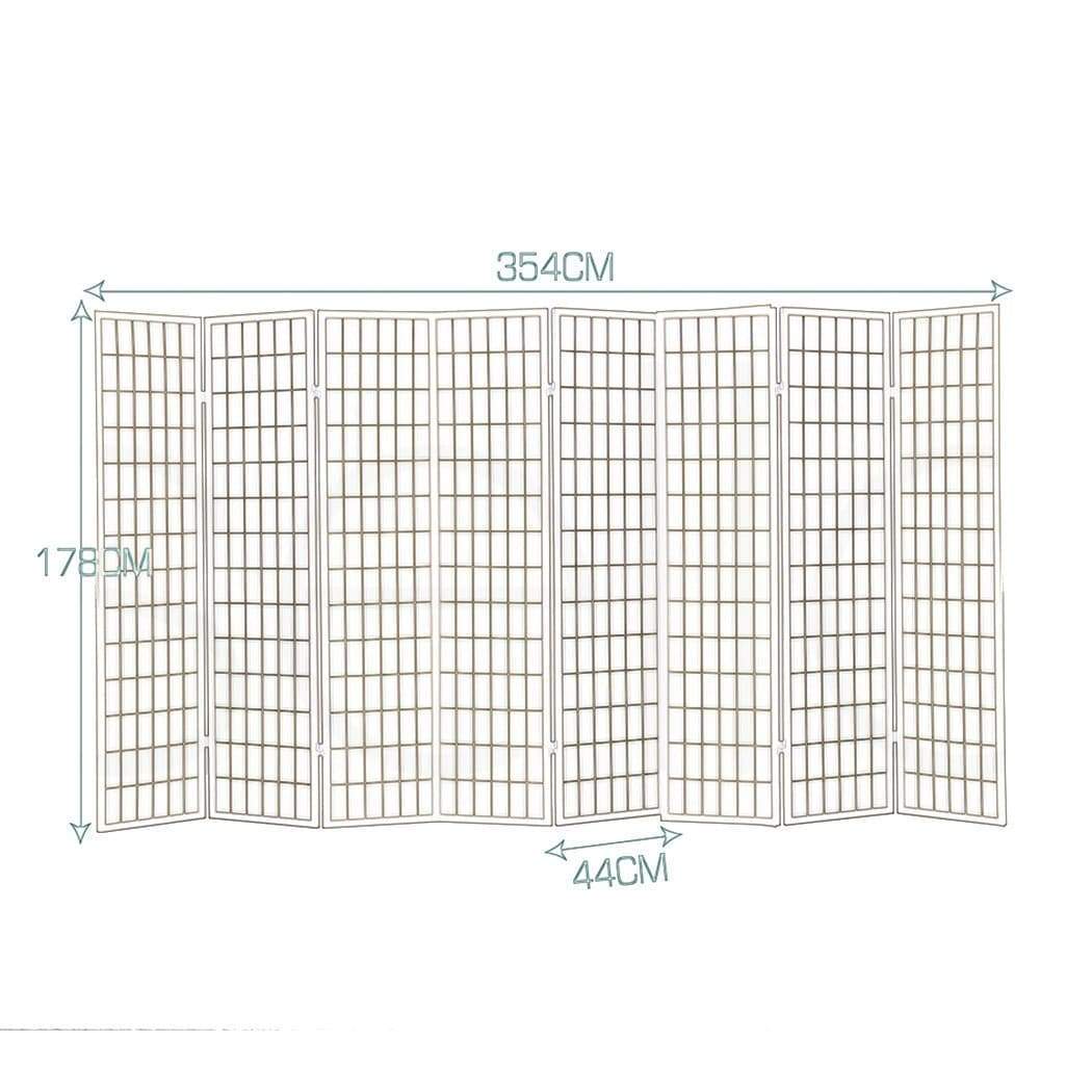 living room 8 Panel Free Standing Foldable  Room Divider Privacy Screen Wood Frame