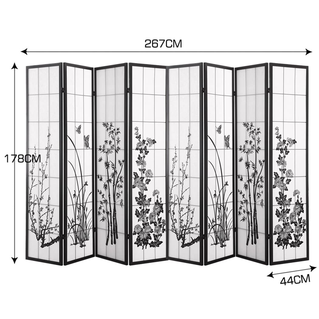 living room 8 Panel Room Divider Privacy Screen Wood Timber Bed Wider Foldable Stand