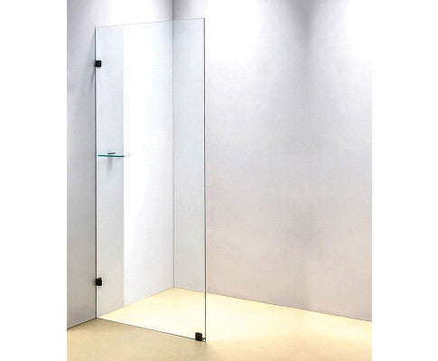 800 x 2000mm Frameless 10mm Safety Glass Shower Screen-Chrome/Black