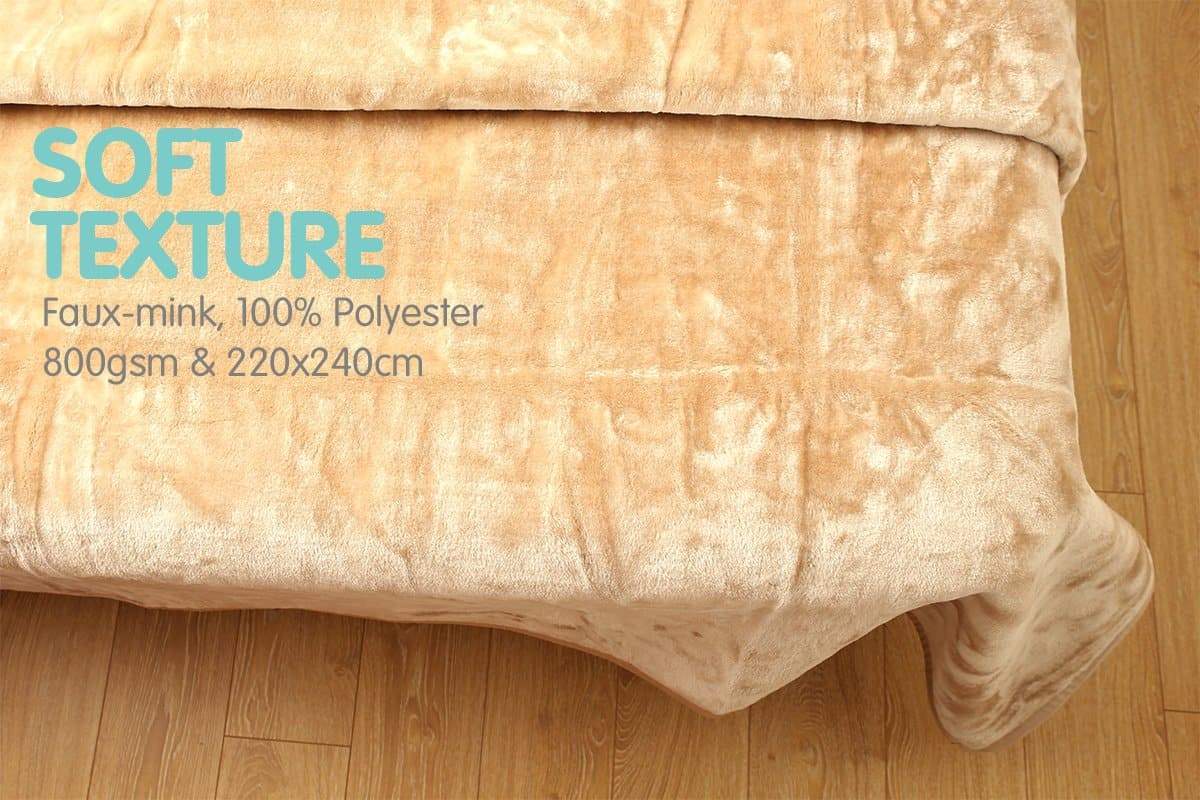 800GSM Heavy Double-Sided Faux Mink Blanket - Beige