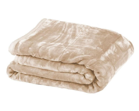 800GSM Heavy Double-Sided Faux Mink Blanket - Beige
