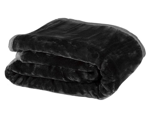 800Gsm Heavy Double-Sided Faux Mink Blanket - Black