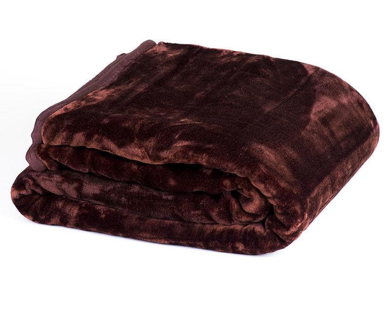 800GSM Heavy Double-Sided Faux Mink Blanket - Chocolate