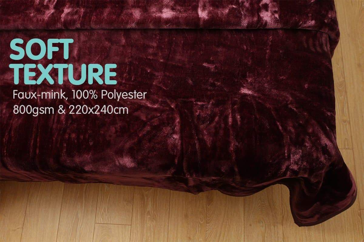 800Gsm Heavy Double-Sided Faux Mink Blanket - Purple