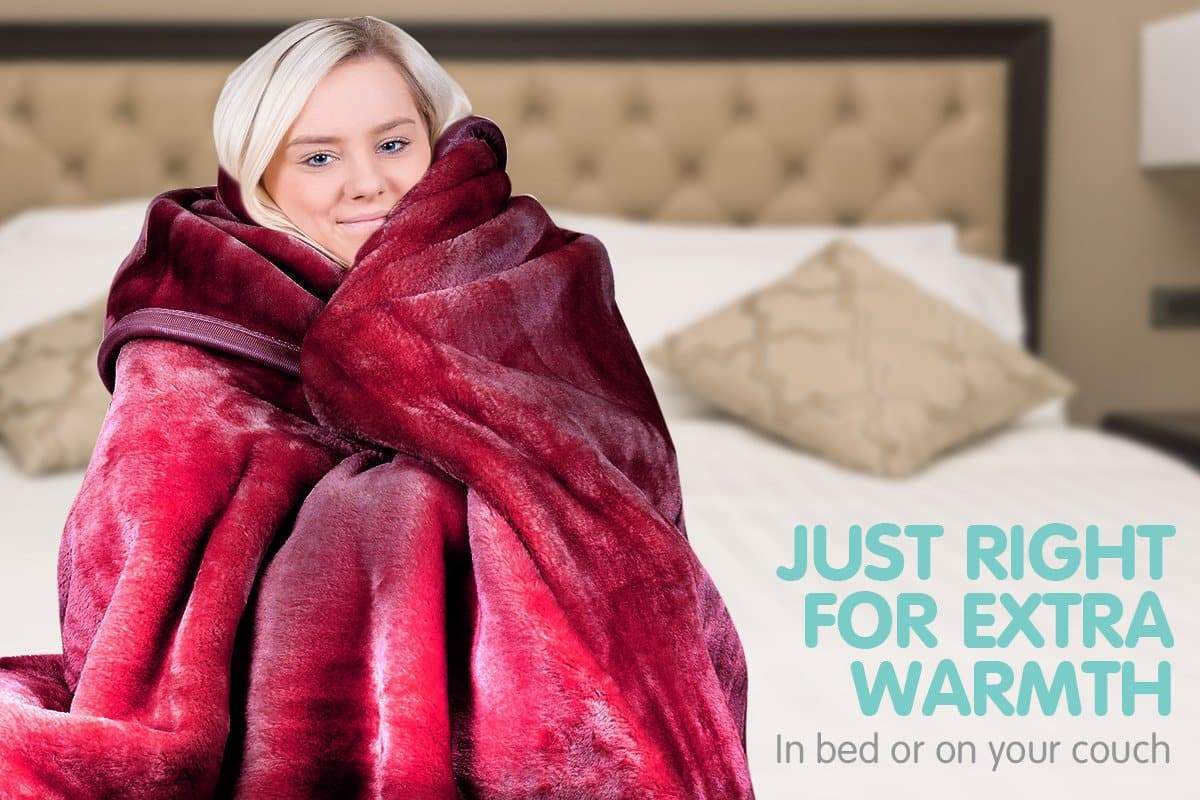 800Gsm Heavy Double-Sided Faux Mink Blanket - Red