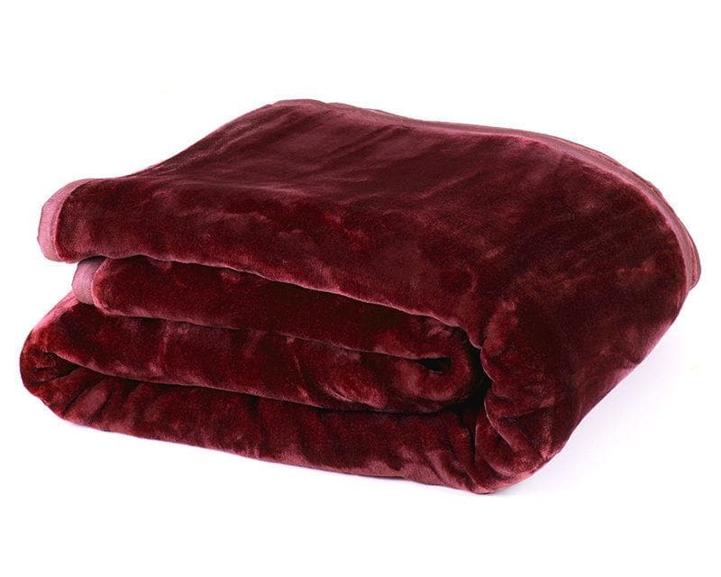 800Gsm Heavy Double-Sided Faux Mink Blanket - Red