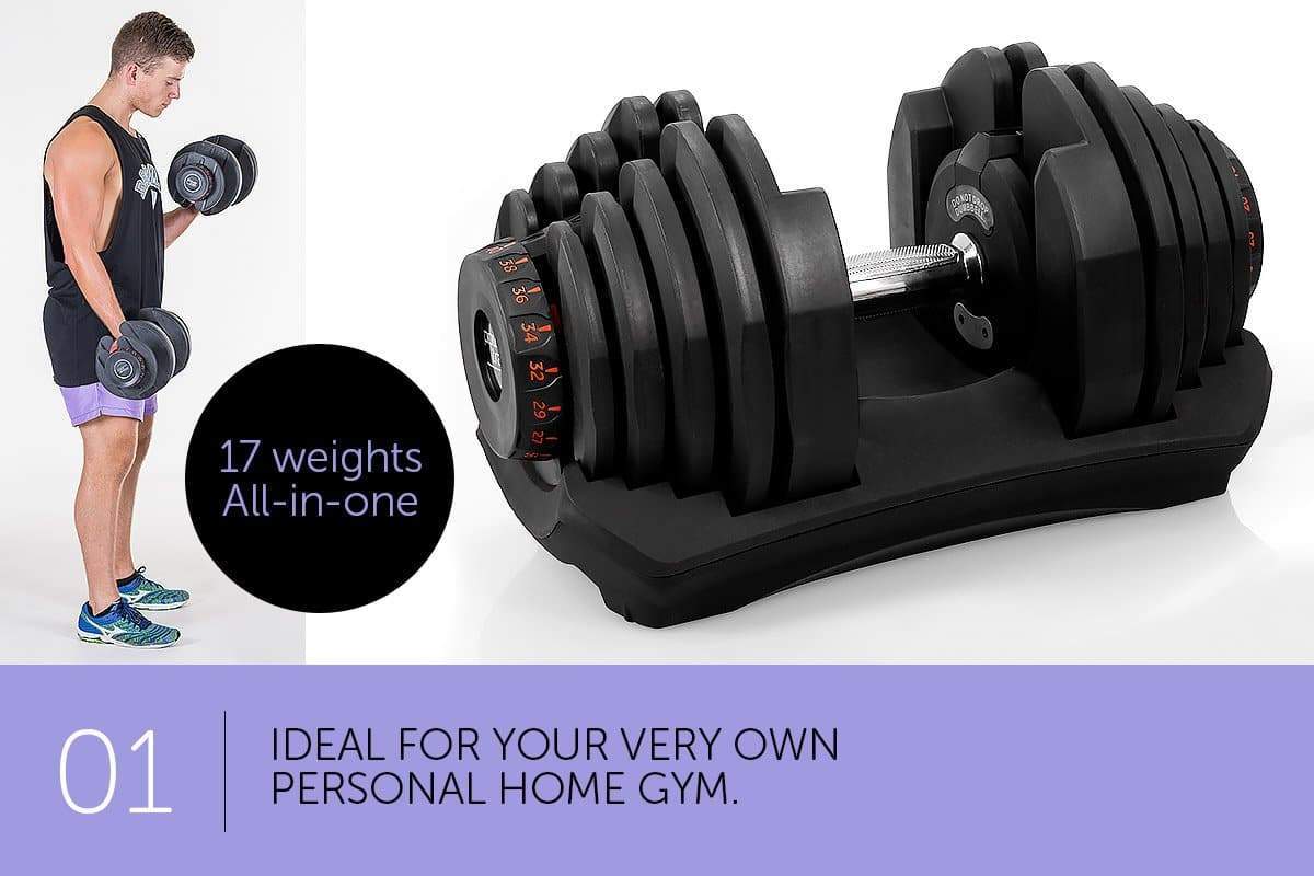 80kg Powertrain Home Gym Adjustable Dumbbell Set