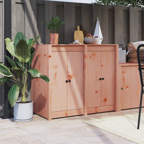 Outdoor Kitchen Cabinet White/Brown Solid Wood