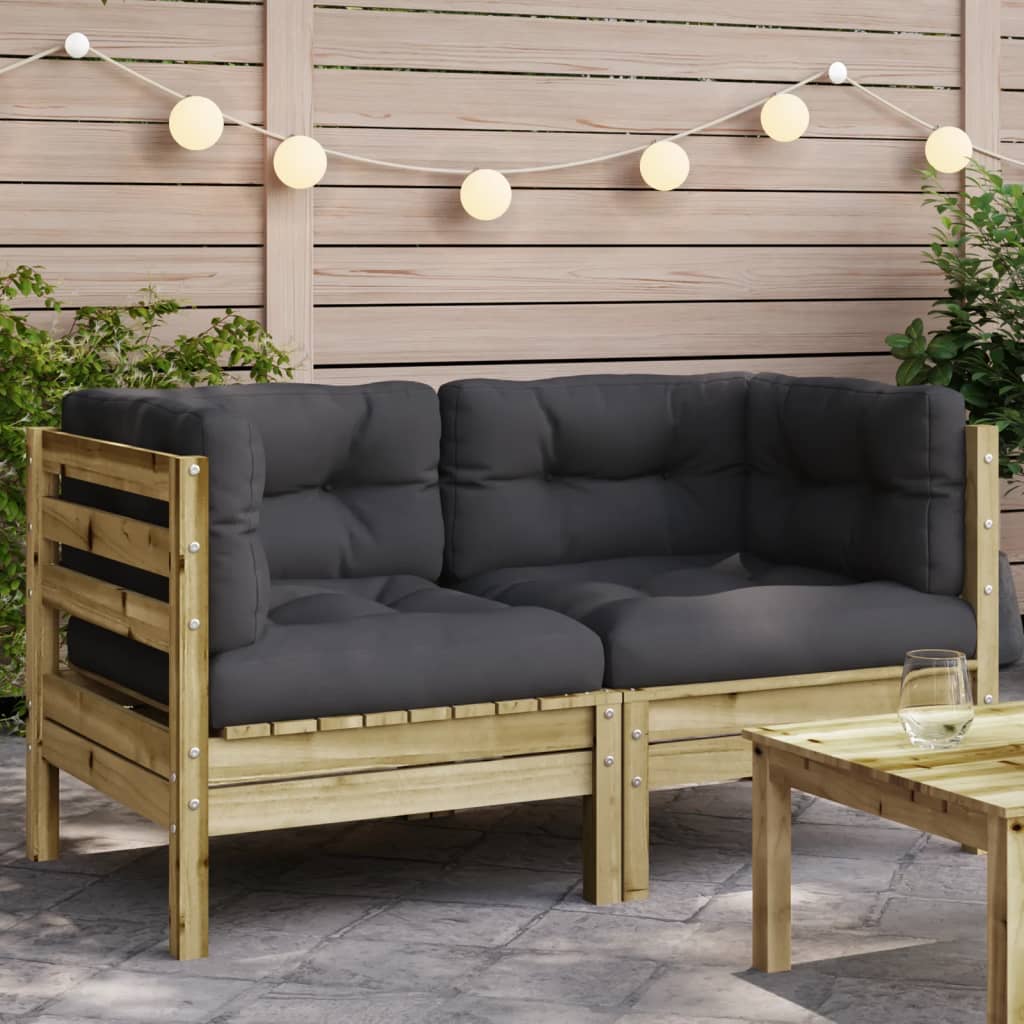 Garden Sofa Corner with Cushions 2 pcs Solid Wood Douglas