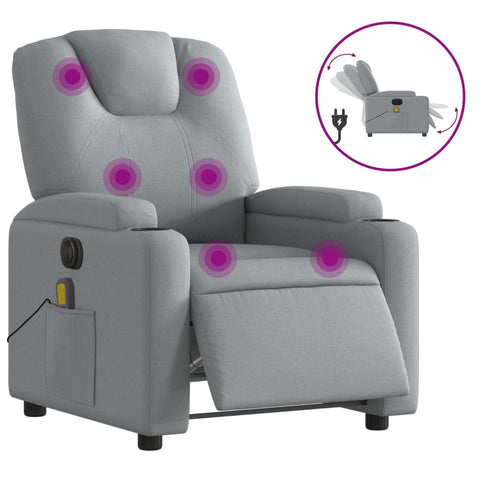 Electric Massage Recliner Chair in Light Grey Fabric