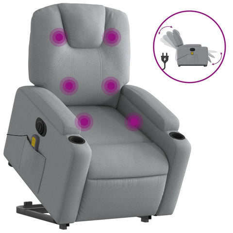 Electric Standing Massage Recliner Chair in Light Grey Fabric