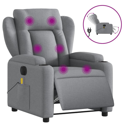 Electric Light Grey Fabric Massage Recliner Chair