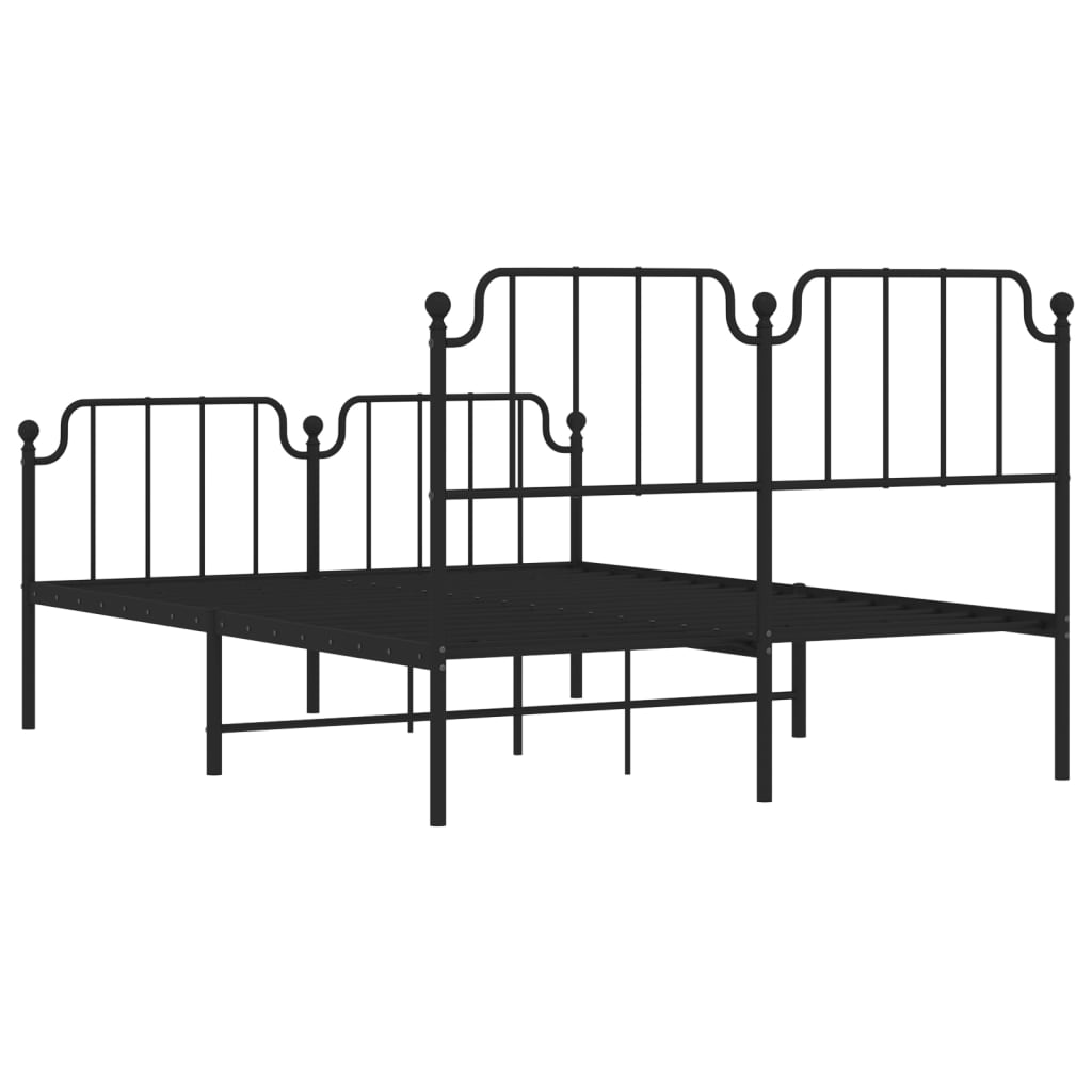 Elegance: Metal Bed Frame with Headboard and Footboard