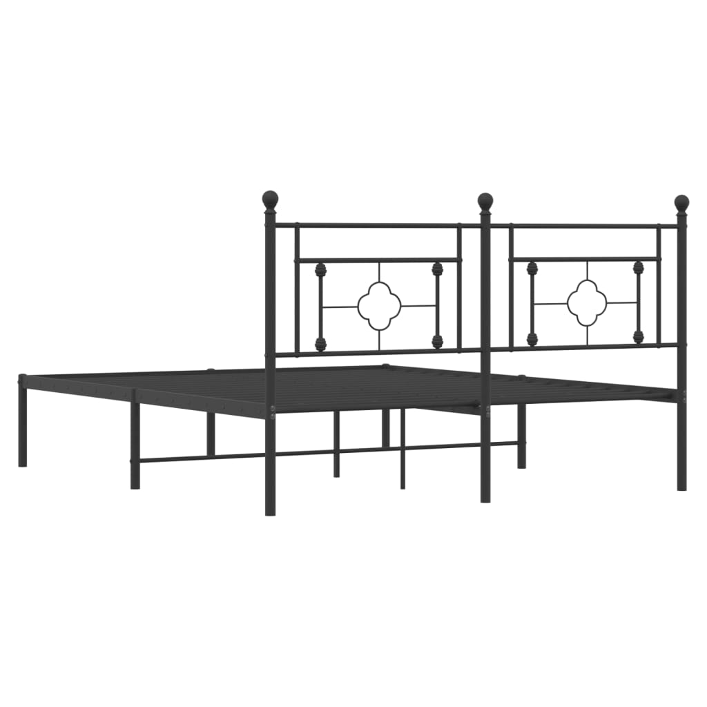 Black Metal Bed Frame with Stately Headboard