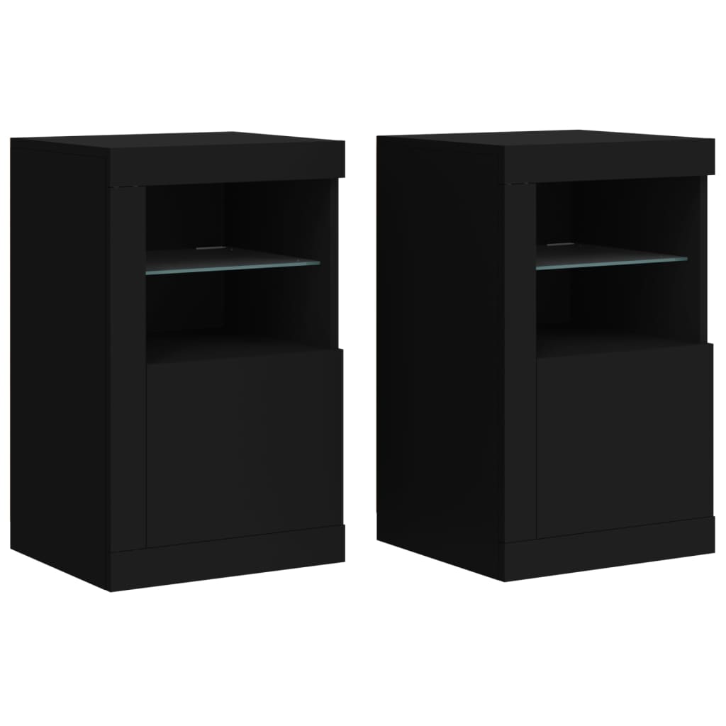 Side Cabinets with LED Lights 2 pcs Engineered Wood