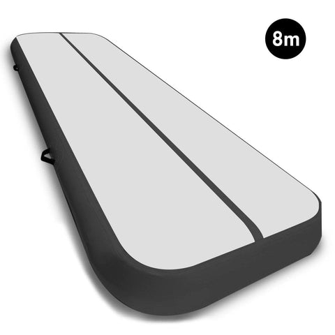 8M X 1M Air Track Inflatable Tumbling Mat Gymnastics - Grey Black