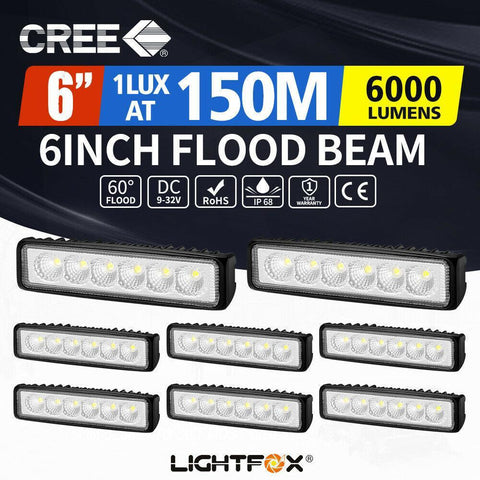 8x 6inch LED Work Light Bar Flood Reverse Fog Driving Lamp Offroad 4x4