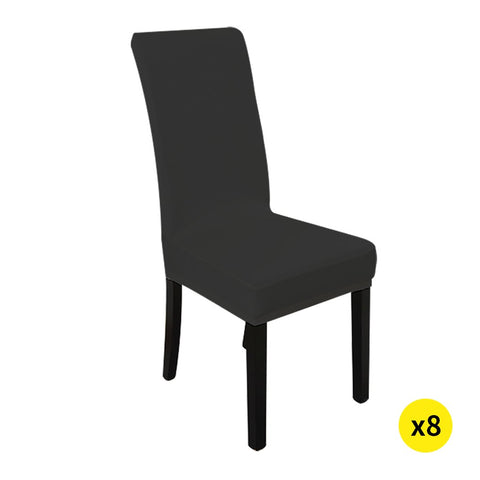 living room 8x Stretch Elastic Chair Covers Dining Room Wedding Banquet Washable Black