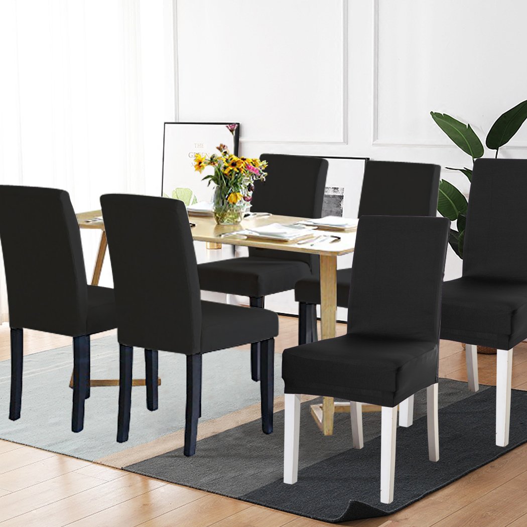 living room 8x Stretch Elastic Chair Covers Dining Room Wedding Banquet Washable Black