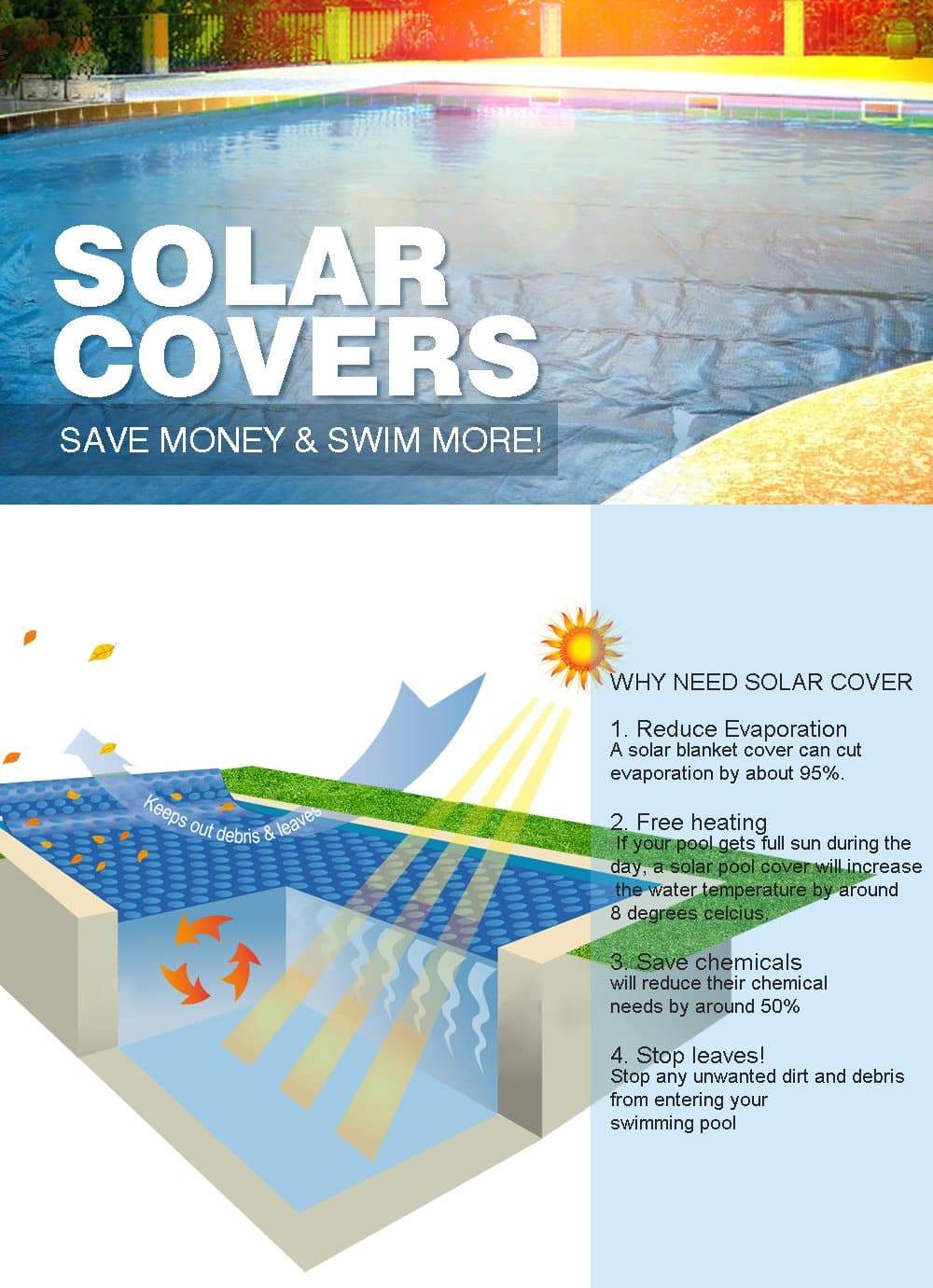 outdoor living 9.5x5M Real 500 Micron Solar Swimming Pool Cover Outdoor Blanket Isothermal