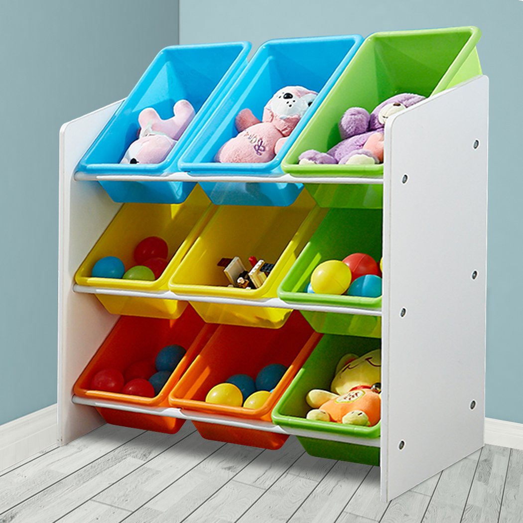Kids Products 9 Bins Kids Toy Box Bookshelf Organiser Storage Rack