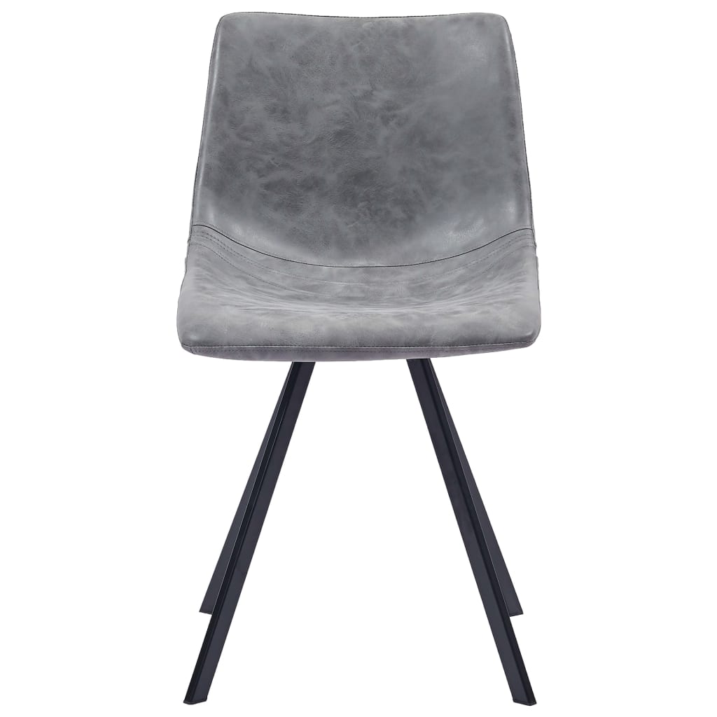 9 Piece Dining Set Grey Leather