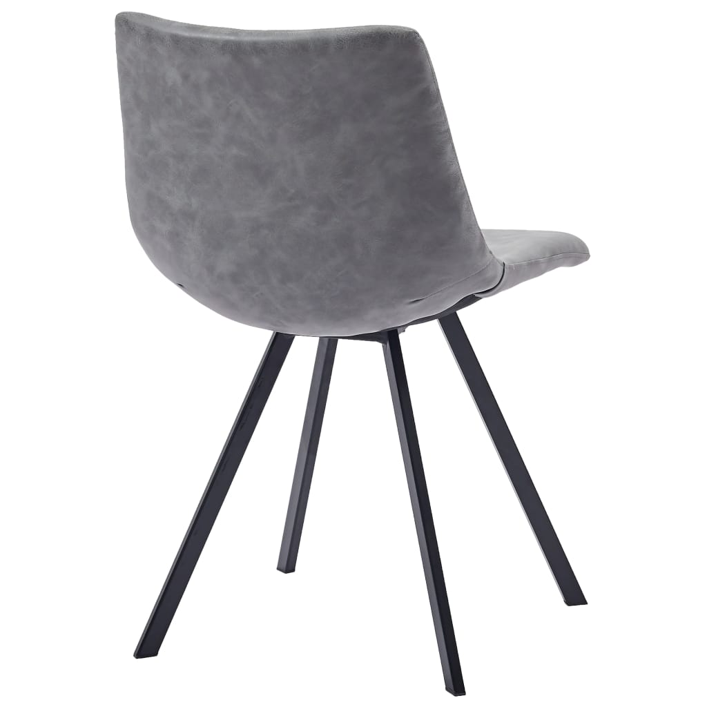 9 Piece Dining Set Grey Leather